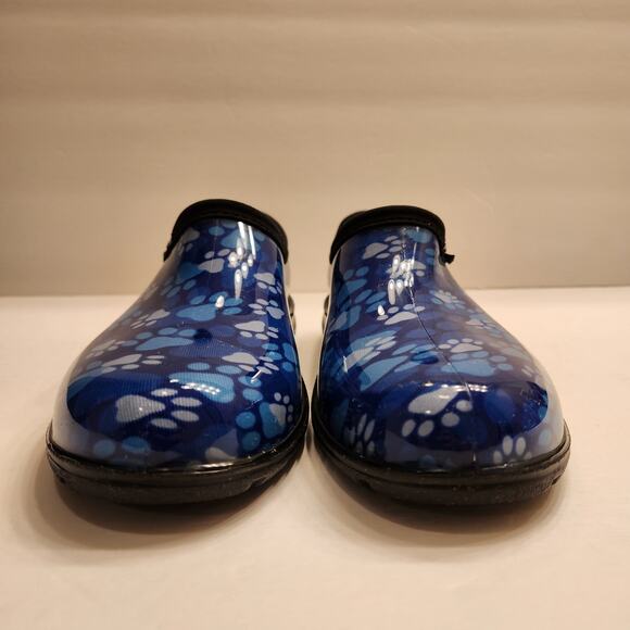 SLOGGERS Blue Paw Print Rain Garden Shoe Womens 8 Slip On Lug Sole Low Top Pets - Picture 5 of 10